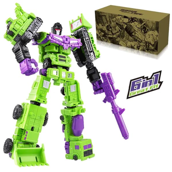 Haizhixing 5 i 1 Bruticus Devastator Superion Defensor Transformasjon Robot Bil Action Figurer Flymodell Barn Gutt Leke
