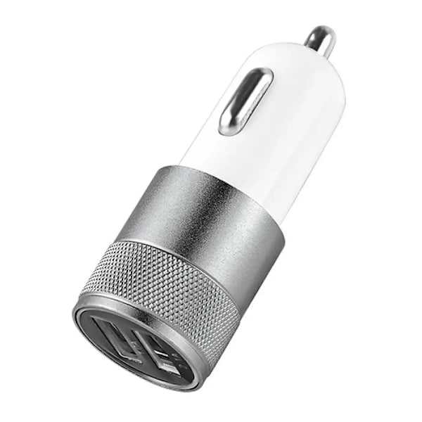 Billadapter för bil med dubbla USB-portar, 2 portar, för iPod/iPhone 4 5 5C 5S/Samsung/HTC Grey