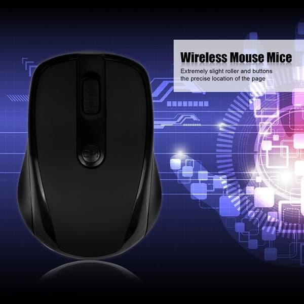 (Sort) Mini trådløs mus 1000 DPI optisk mus til bærbar computer Black