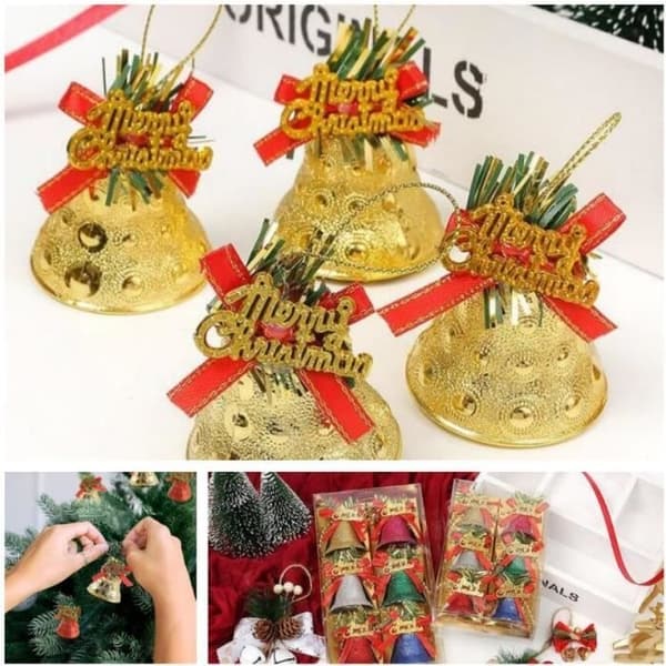 (guld, silver) Julklocka - Ej specificerad - 8 mini guld- och silverklockor - Plast - 5x4,5cm - Festlig dekoration gold, silver