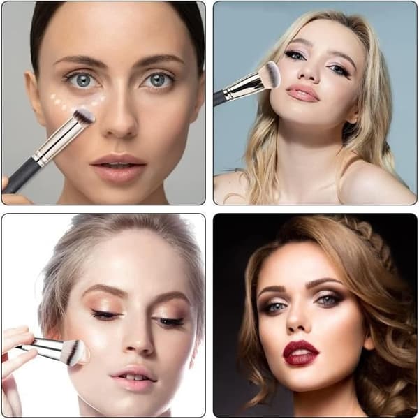 3 stk. Foundationbørste, Concealerbørste, Professionel makeupbørste til ansigtsmakeup