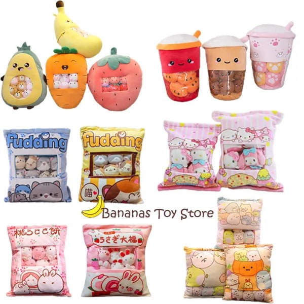 En plyschpåse Pudding Leksaker Cookie Balls Japansk animation Sumikko Gurashi Sakura Bunny Frukter Avokado Banan Godispåse Present style-21-rabbit