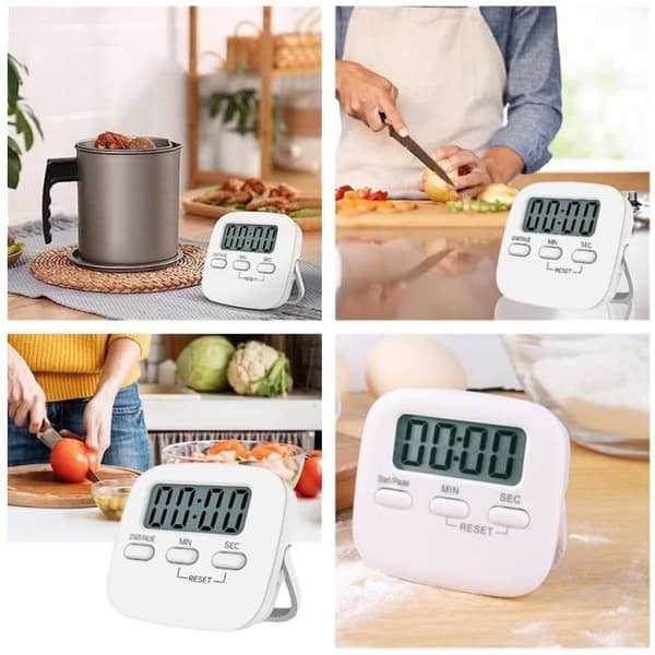 Kjøkken Timer - Digital - Hvit - Magnetisk Støtte - Multifunksjon - 6.4x5.7CM white