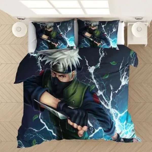 Anime Naruto Sängkläder Set för barn Pojkar Dubbelt cover Täcken Set Akatsuki Itachi Sasuke Kakashi Lakan Baby Överkast D AU Double 180x210cm