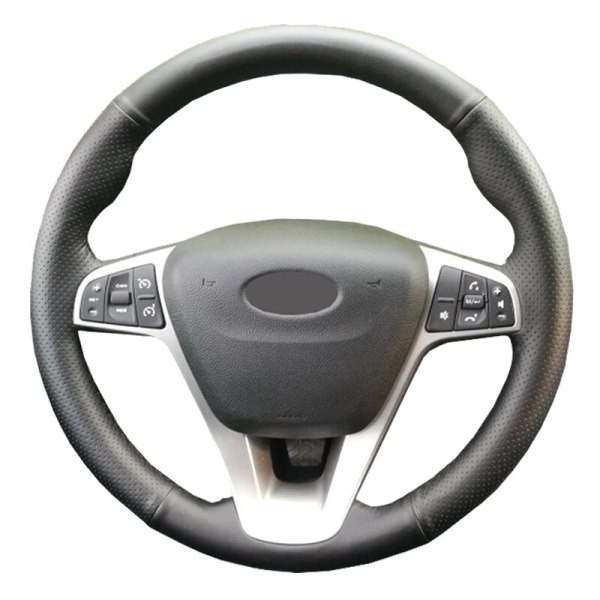 (Svart Beige linje) Gör-det-själv anpassat original cover för Lada Vesta 2015-2020 Xray 2015-2020 Läderfläta för ratt gör-det-själv-sömnad Black Beige line