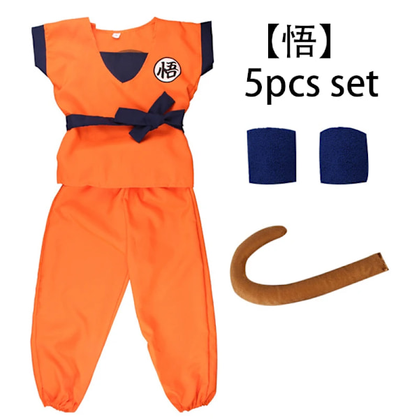 Anime Dragon Ball Barndräkt Son Goku Gui Cosplay Kläder Barnens dag Halloween Alla helgons dag Performance Outfit Vuxen WU - 5pcs set 160-170cm