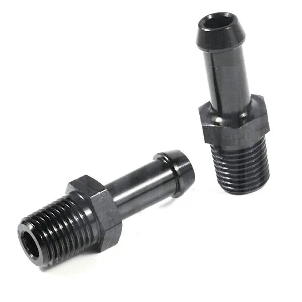 4 st Aluminiumlegering AN6 1/4\" NPT 13,6 mm hane till 3/8\" 9 mm slangklämma rak adapterkoppling svart