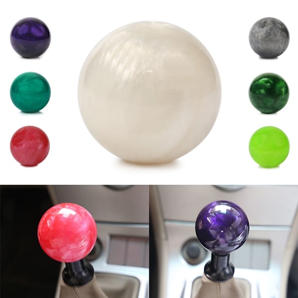 RACING Marble Style Round Ball Växelspaksknopp med 3 adaptrar för de flesta bilar-reseda reseda