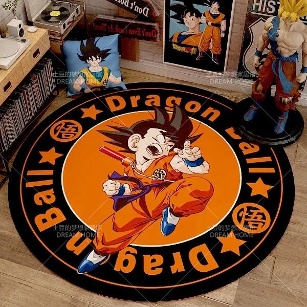 Anime Dragon Ball Rund Hemmatta Tecknad Goku Vegeta Halkfria fotmattor Vardagsrum Sovrum Sängbord Datorstol Golvmattor 16 160x160cm