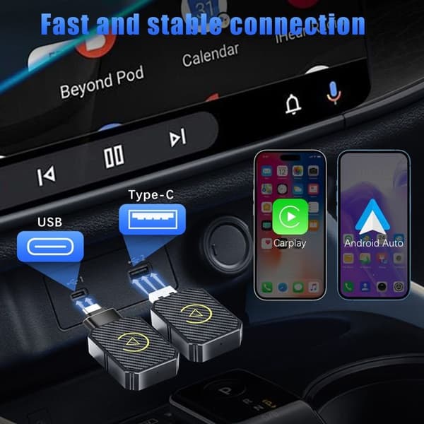 Langaton Carplay USB -sovitin, iOS Auto -sovitin, helppo Plug & Play, langattomalle Carplay-autosovittimelle