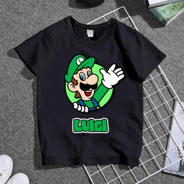 Super Marios Bros Cosplay T-shirts för barn Söt Anime Figur Waluigi Wario Peach Padda Luigi Män Kvinnor Kortärmade T-shirts 1 Children-100cm