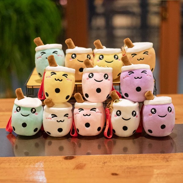 10 cm Söt Bubble Tea Nyckelring Mjuk plysch hänge fylld Boba Doll Kawaii Ryggsäck Väska Dekor Födelsedagspresenter till flickor Pojkar 10cm green miyan