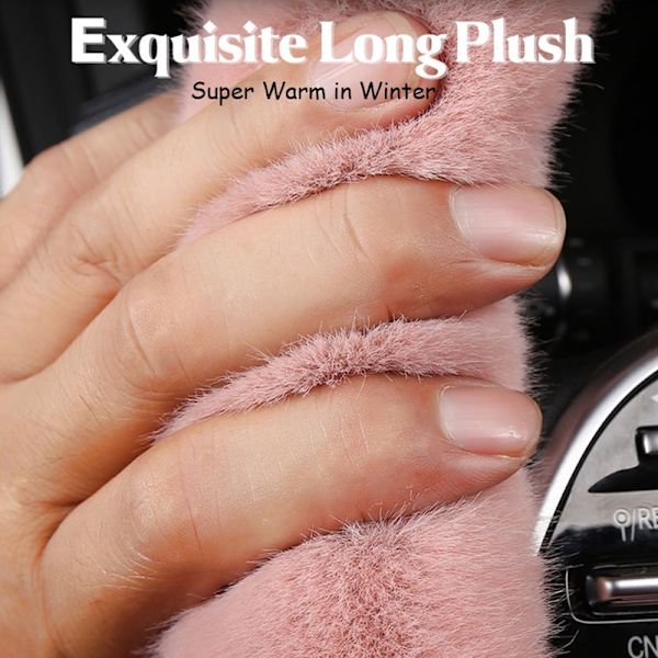 (röd-D form)Karcle Fluffy Cover med Bling Rhinestones Diamond Furry Car Styrskydd Universal 38cm För Kvinnor Tjej red-D shape