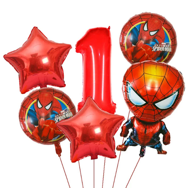 6st Marvel Super Hero Spiderman Set Barn Födelsedagsfest Dekoration Baby Shower Uppblåsbar Pojkar Toy Globos 1