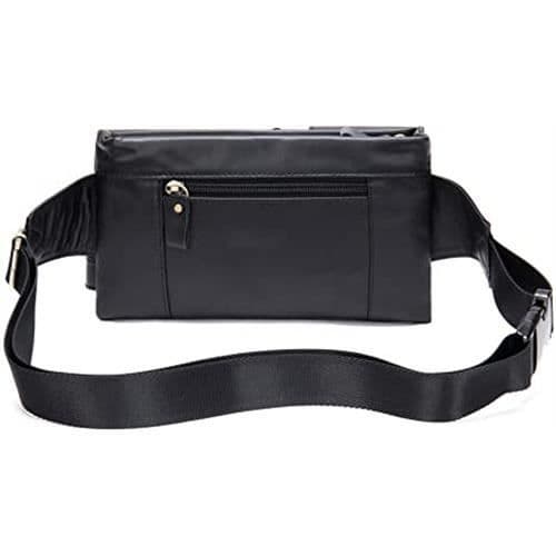 Herre Bæltetaske - Sort - Læder - Justerbart Bælte - 22x12x2.8cm Black