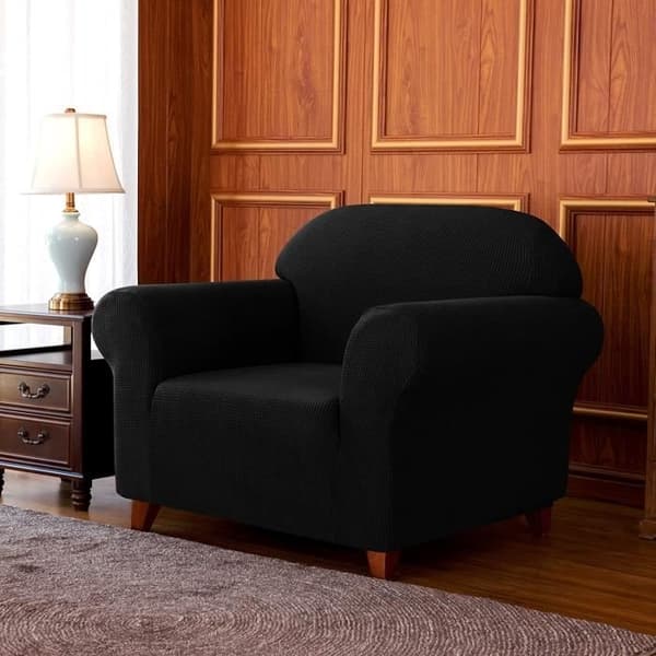 E-senior Stretch Sofatrekk 1-seter med armlener Elastisk sofabeskyttelse (Svart) Black