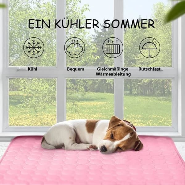 Kølemåtte - Hund - Is Silke - Åndbar - Selvventilerende - Flere Størrelser Pink