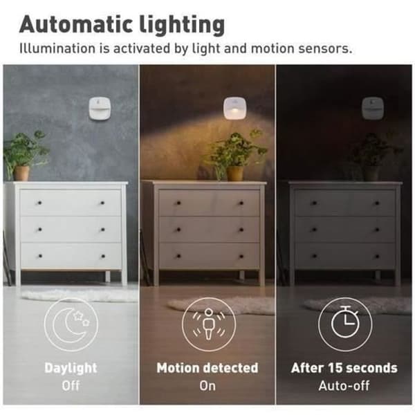 [3-pack] LED Vägg Nattlampa Rörelsesensor, Ljussensor, Inomhusbelysning för Babyrum Vardagsrum Garage