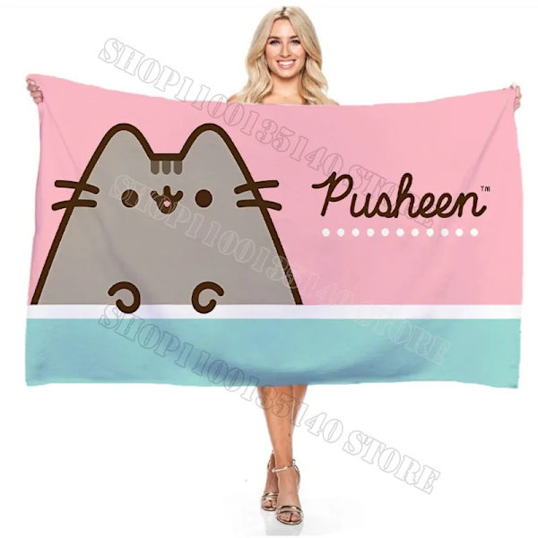 Söt Pusheen Katt Morgonrock Barn Vuxna Badlakan Tecknad Vinter Varmt Badrum Badhanddukar Anime Utskrift Bada Badrock Bath Towel-4 140x70cm