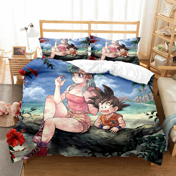 Dragon Ball Z Cover SET Anime Figur Son Goku Printed Sängkläder Säng Spead Barn Sovrum Säng Cover Sängkläder Set 5 EU 240x220cm 3pcs