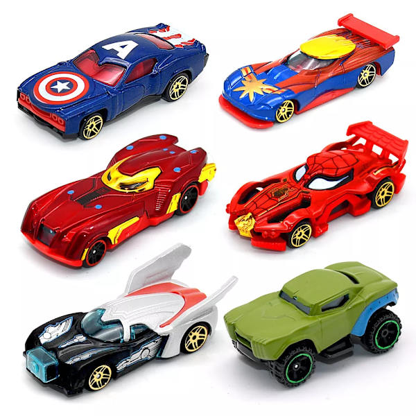 Disney Avengers billeksaker Captain America Hulk Ironman Spiderman-figurer Lastbil Rolig tillbakadragande fordonsleksak för pojkar Present Flash Chariot