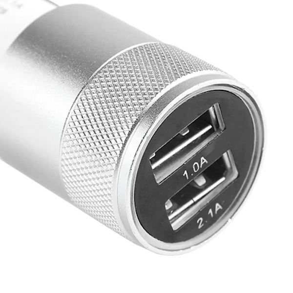 Billadapter med dubbla USB-portar för iPod/iPhone 4 5 5C 5S/Samsung/HTC Silver