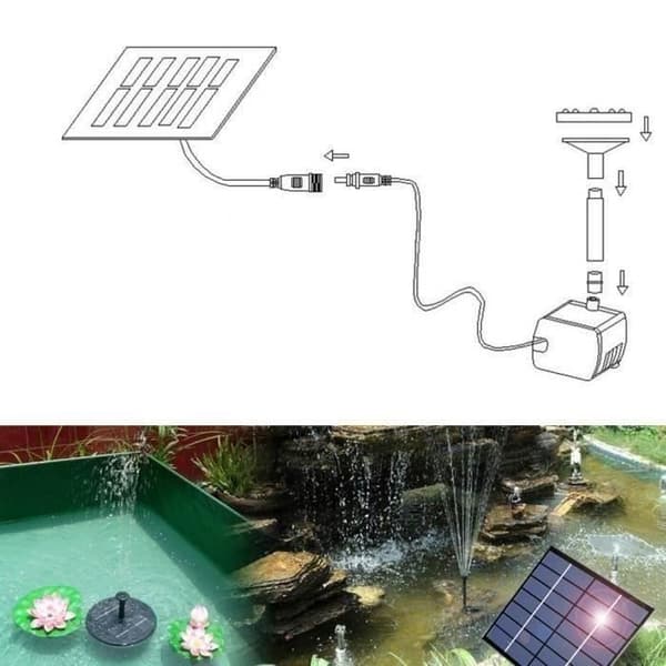 Flytande solfontän för utomhusbruk - Pump B - Svart
