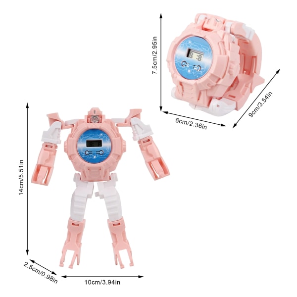 Creative Robot Transforming Kids Watch Pojkar Digital Armbandsur Barn Elektrisk Smart Robotar Klockor Leksaker För flickor Pojkar Pink