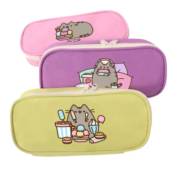 Nya Fat Cats Pusheen Studenter Pennfodral Tecknad Animation Figurer Printed Pennväskor Skolmaterial Brevpapper Födelsedagspresenter PJM 33 Pink