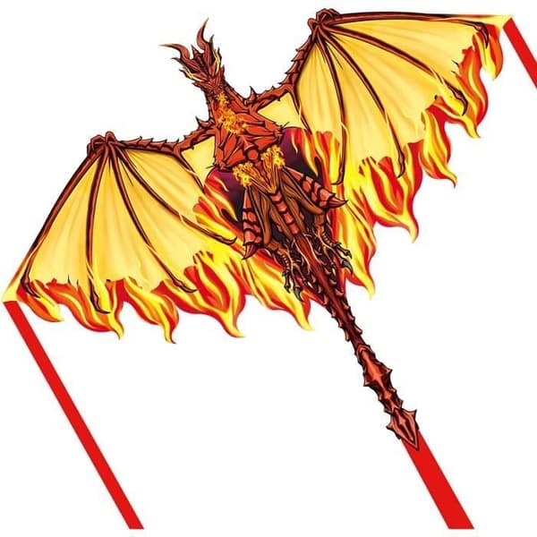 (Ilddrage) Drage til børn og voksne - Ilddrage - Glasfiber - 210T Polyester - 2 års garanti Fire Dragon