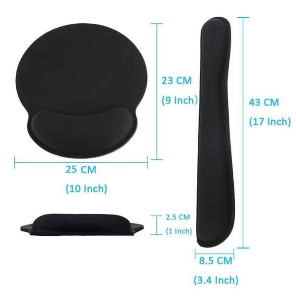 (sort) Musemåtte - Ergonomisk - Silikagel - Sort - Skridsikker - 25,5 x 23 cm black