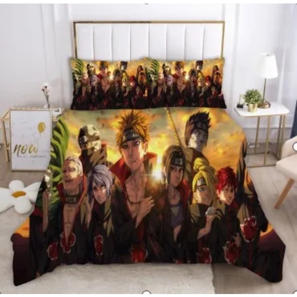 Anime Naruto Sängkläder Set för barn Pojkar Dubbelt cover Täcken Set Akatsuki Itachi Sasuke Kakashi Lakan Baby Överkast N EU S King 260x220cm