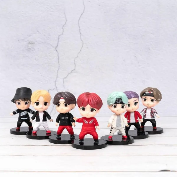 7 st/ set Bangtan Pojkar Grupper Rm Jin Suga Jhope Jimin V Jungkook Docka Modell Leksak Action Figur Star Idol Söt Army Present för barn 7pcs set B