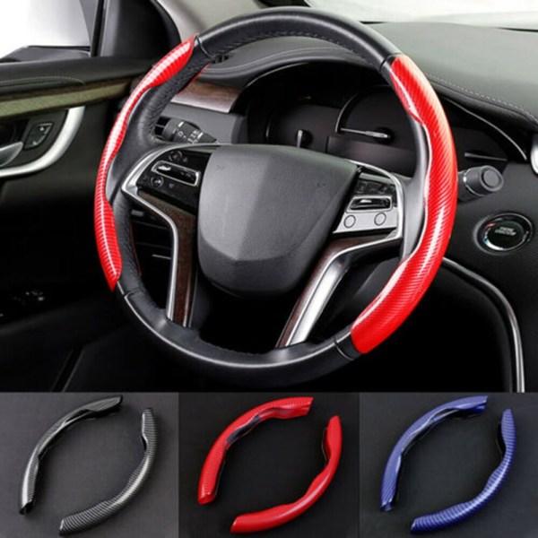 (Blå) 2 STK Bil Ultratunt kolfibermönster Rattförstärkare Bil Carbon Fiber Car Universal Rattskydd Cover Blue