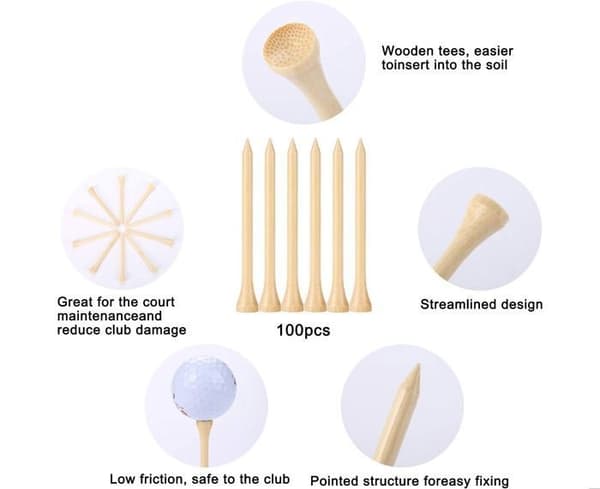 100 st Golf-peggar, Tålig Bambu, Originalfärg, 83mm*10.8mm*4.5mm