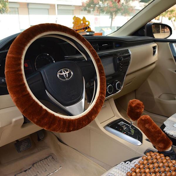 (Vinröd)3st Vinterplysch Päls Bil Cover Cover Gear Shifter Cover Fluffig Mjuk Bil Styling Partihandel och detaljhandel Wine red