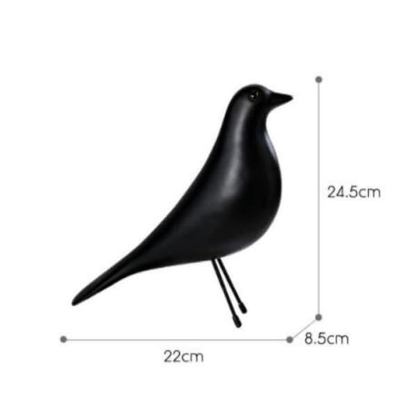 (Sort) Figur Statue - Hjemmelavede Håndværk - Duefugl - Resin - Sort - 24,5x8,5x22cm Black