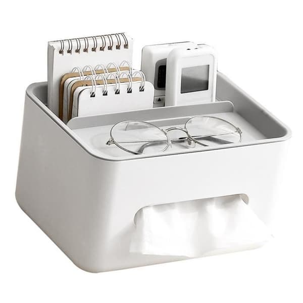 (Vit, Grå) Vvikizy Multifunktionellt Lock för Pappersbox, Lock för Pappersbox i Möbelstil, Vit Bas och Grått Lock White, Grey