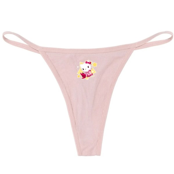 Hellokitty Ren bomull Tunn rem Sexig stringtrosa Låg midja Sömlös Anime Cartoon Kuromi Underkläder för kvinnor Enkla ribbade T-byxor PINK 4 XL