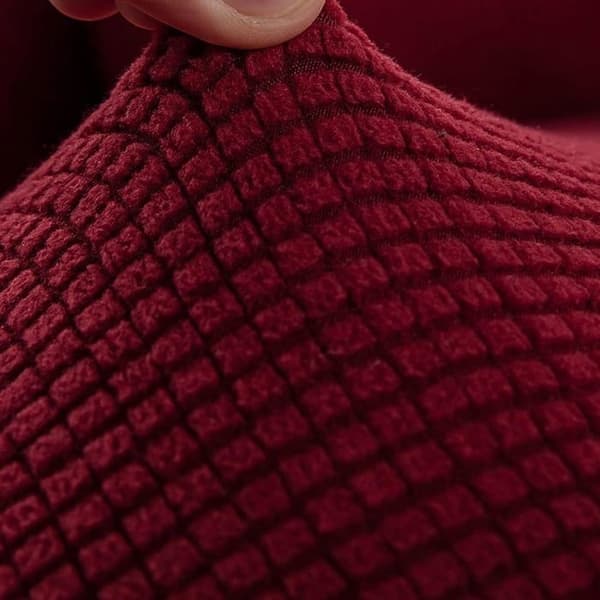(rød) 1-seters lenestoltrekk, elastisk jacquardrutete sofatrekk, rød red