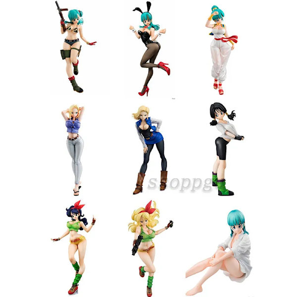 Anime Dragon Ball Figur Vuxen Flicka Bulma Launch Bideru Chichi Android 18 PVC Action Figur Collection Modell Leksaker Docka Barn Present D with box