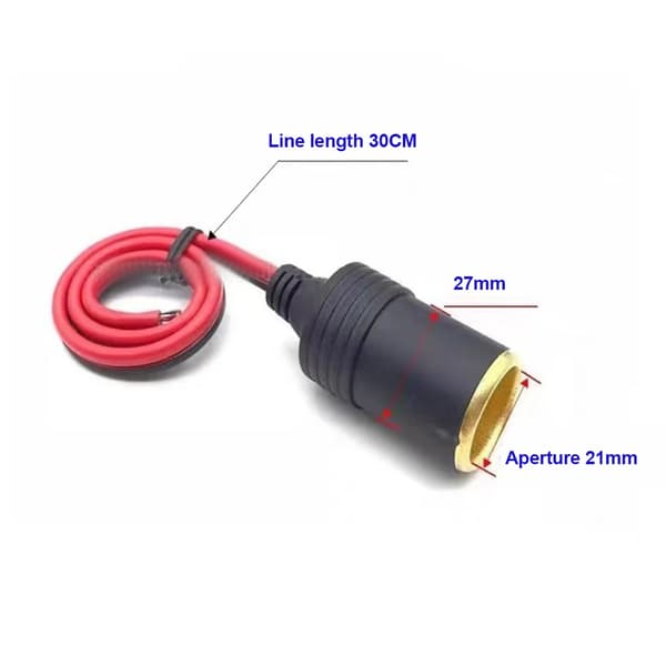 12V Universal Bil Cigarettænder Oplader med 30cm kabel 10A/15A/20A Hun Socket Stik Adapter