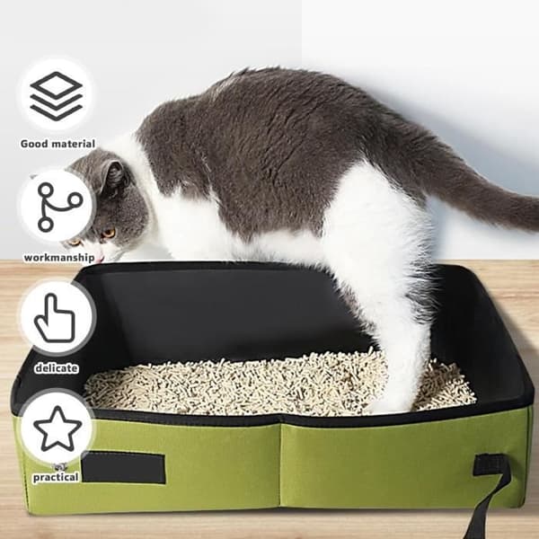 Vikbar kattlåda, bärbar ventilerande kattlåda med skopa, vikbart katthus
