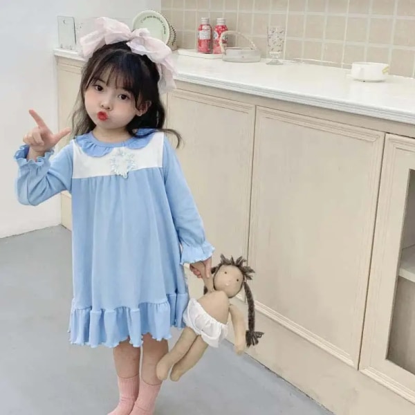 Anime Barn Nattlinne Bekväm klänning Loungewear Pyjamas Andas Casual Princess Kjol Kawaii Toddler Hemkläder Present Blue 1 110cm