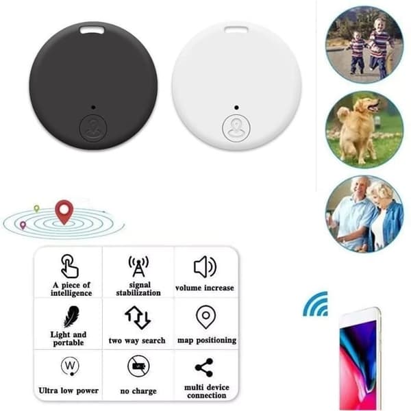 2 stk. Mini rund form Bluetooth Smart Anti-Lost Device GPS Tracker for bagasje-barn-kjæledyr Ala A463