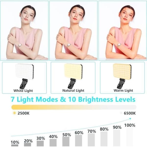 Selfie-lys - NOBRAND - 2200mAh Oppladbart Batteri - 7 Lysmoduser - 60 LED