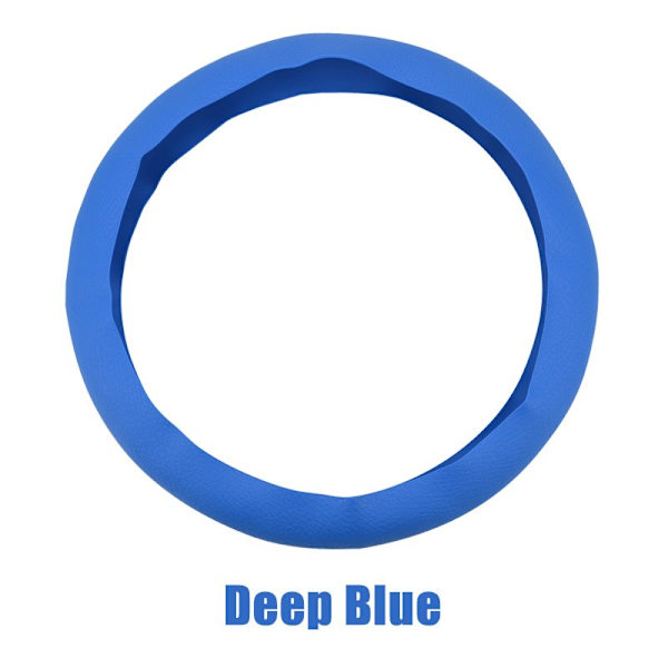 (Djupblå) Bil Auto Silikon Ratt Cover Läder Textur Mjuk Multi Universal Skin Mjuk Silikon Cover Deep Blue