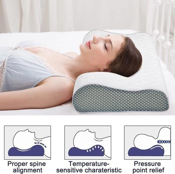(Vit) Nackkudde i Memory Foam, Bekväma Ergonomiska Bågformade Kuddar, Ortopedisk Sovkudde White