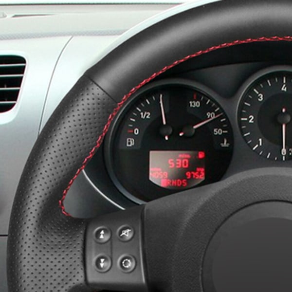 Svart PU konstläder DIY handsydd cover för Seat Leon (Mk2) 2006-2008 Ibiza (6L) 2007
