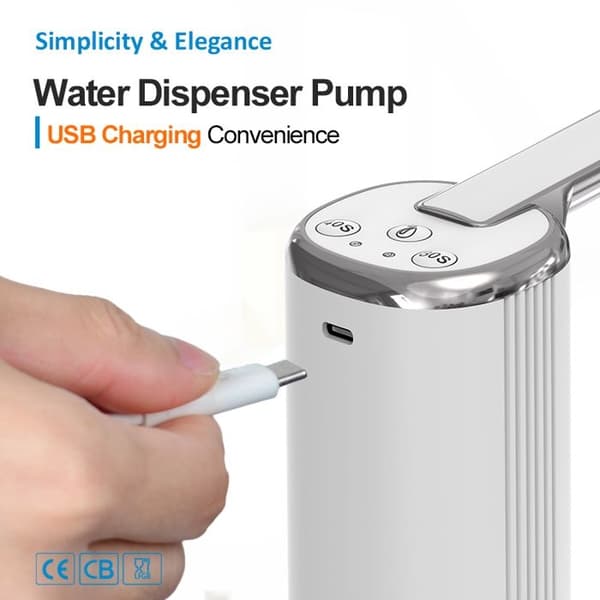 Vikbar Automatisk Vattendispenser för Hemmet, Vattenflaskpump, Knappkontroll, Dispenser-Svart